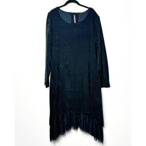 Gershon Bram Dress Long Sleeve Black Lagenlook Size XL